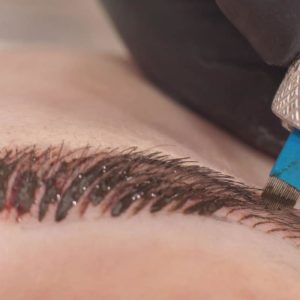 Microblading needles close up